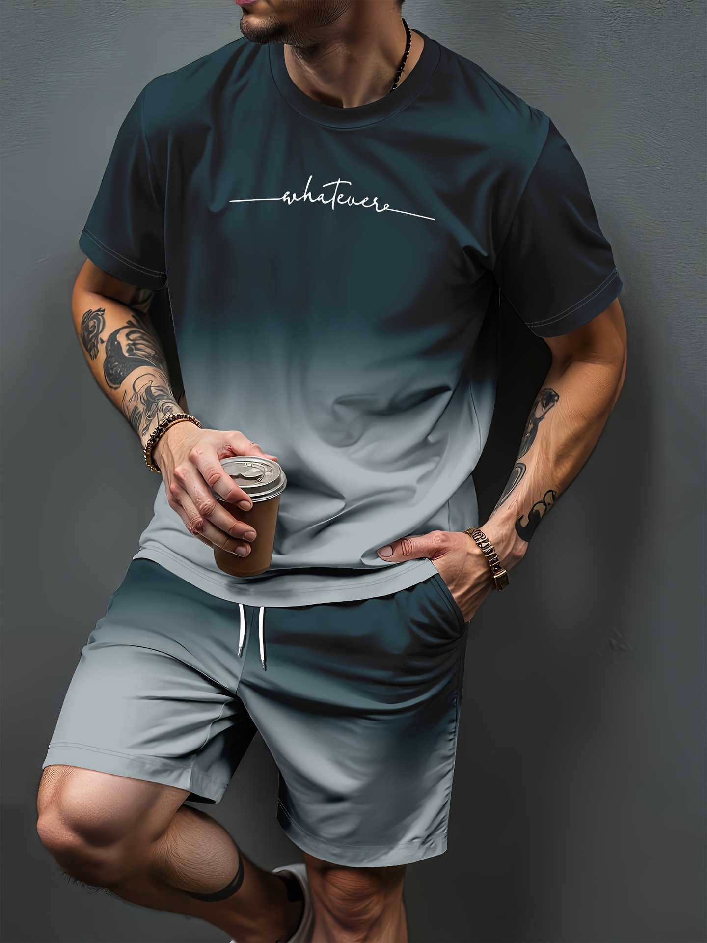 3D Printing Jersey - ชุดวอร์มพิมพ์ลายตัวอักษรไล่เฉดสี 3 มิติ สำหรับผู้ชายและผู้หญิง เสื้อยืดแขนสั้นลำลอง กางเกงขาสั้น