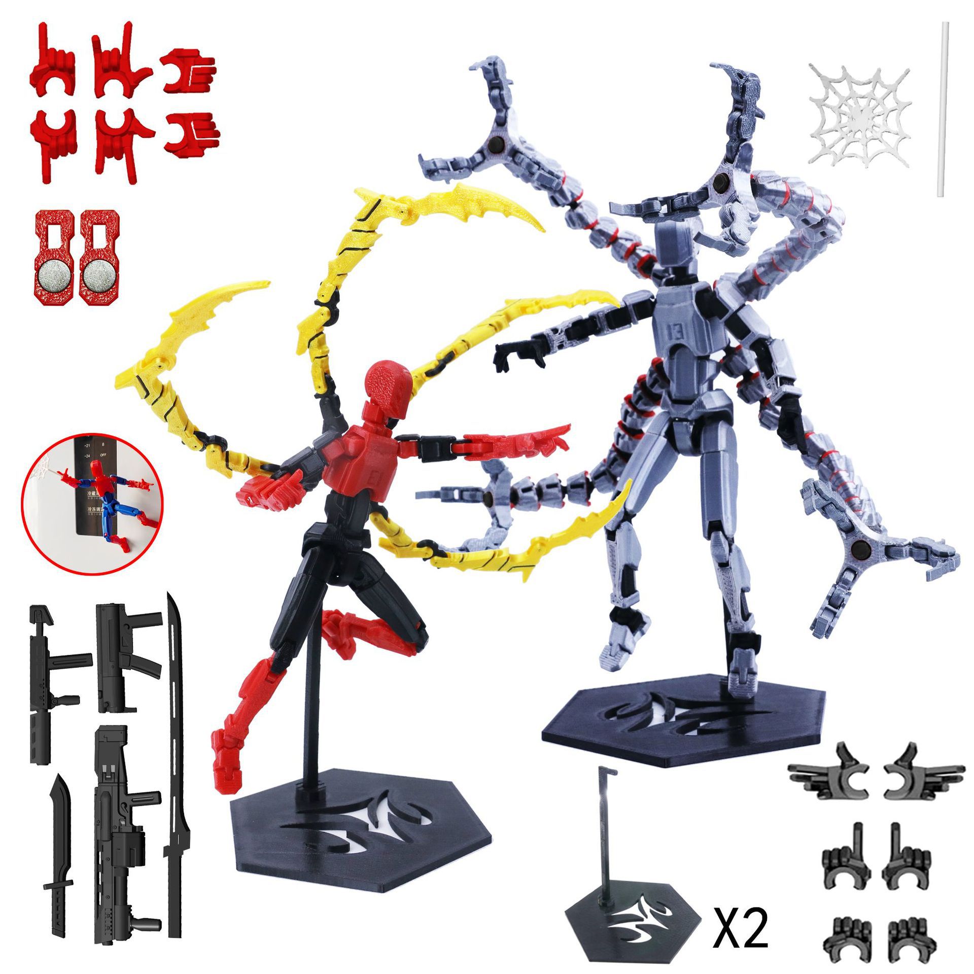 3D Printing Action Figure - โมเดลหุ่นยนต์พิมพ์ 3 มิติ ของเล่นข้อต่อขยับได้ หุ่นจำลองหุ่นยนต์แอคชั่นฟิกเกอร์ พร้อมอุปกรณ์เสริมหนวดยาว