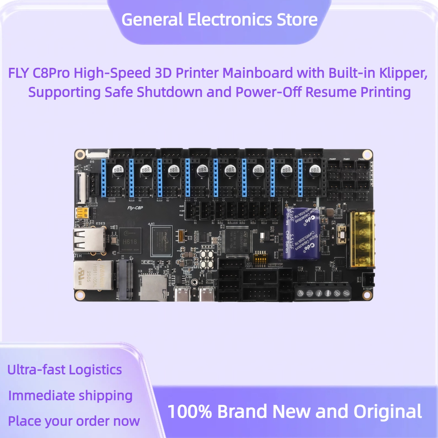 3D Printing Klipper - เมนบอร์ดเครื่องพิมพ์ 3 มิติความเร็วสูง FLY C8Pro พร้อม