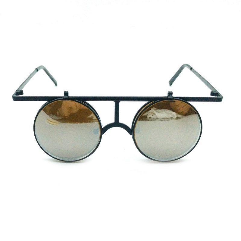 3D Printing Glasses Frames - แว่นตาดิฟฟ্রักชั่นแบบพลิกขึ้นได้ เลนส์สีเงิน กรอบสีดำสุดเท่ พร้อมกรอบพิมพ์ลาย 3 มิติ