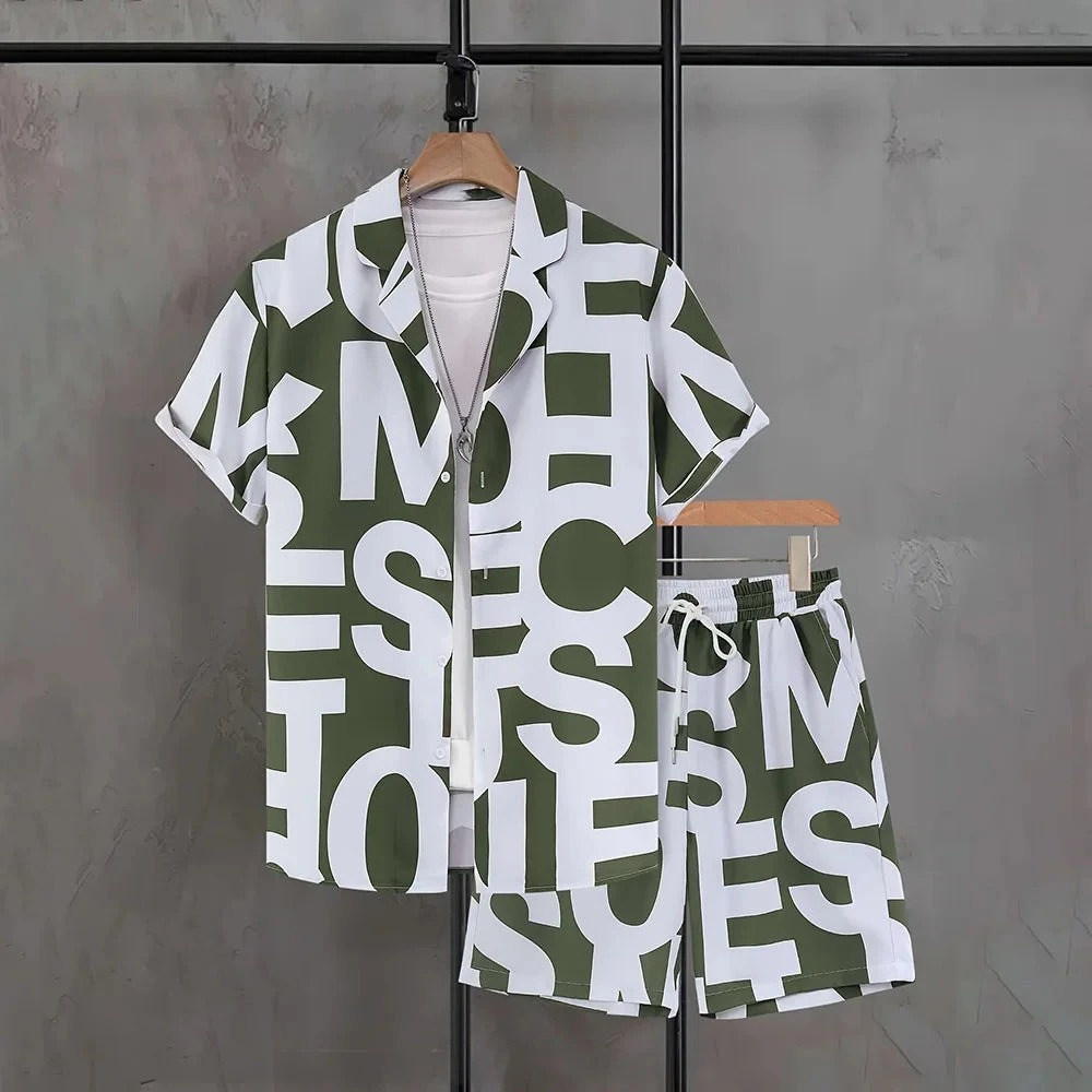 3D Printing Jersey - ชุดเสื้อเชิ้ตฮาวายและกางเกงขาสั้นผู้ชายลายพิมพ์ 3 มิติสำหรับฤดูร้อนระดับไฮเอนด์