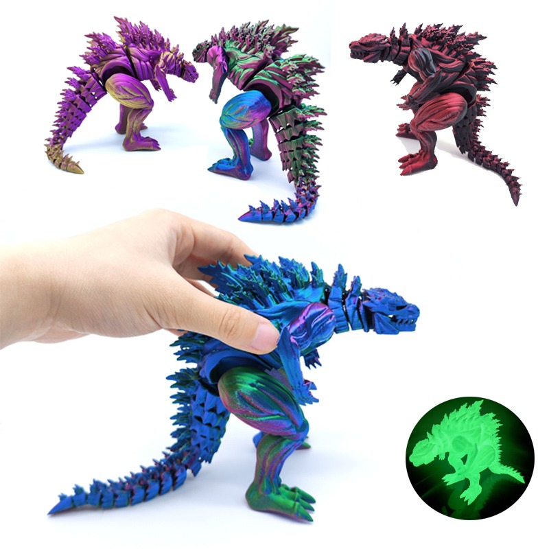 3D Printing Action Figure - โมเดลไดโนเสาร์กล้ามเนื้อพิมพ์ 3 มิติ ของเล่นจิ๋ว ฟิกเกอร์มอนสเตอร์ ข้อต่อขยับได้