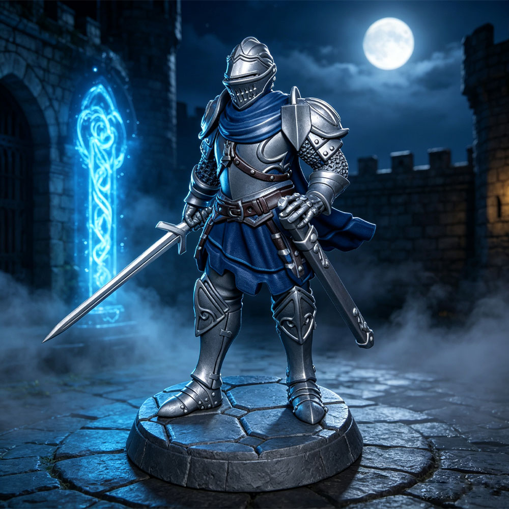3D Printing Knight Armor - ชุดเกราะนักรบยุคกลางแบบเต็มตัว 1/24, ชุดโมเดลเรซิ่นนักรบ, โมเดลตุ๊กตาพิมพ์ 3 มิติขนาดเล็กสีเทา,