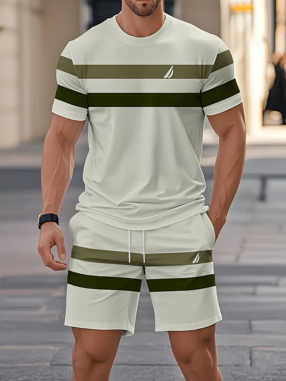 3D Printing Jersey - ชุดฤดูร้อนผู้ชายลายทาง 3 มิติ ตลกๆ เสื้อยืดแขนสั้น +