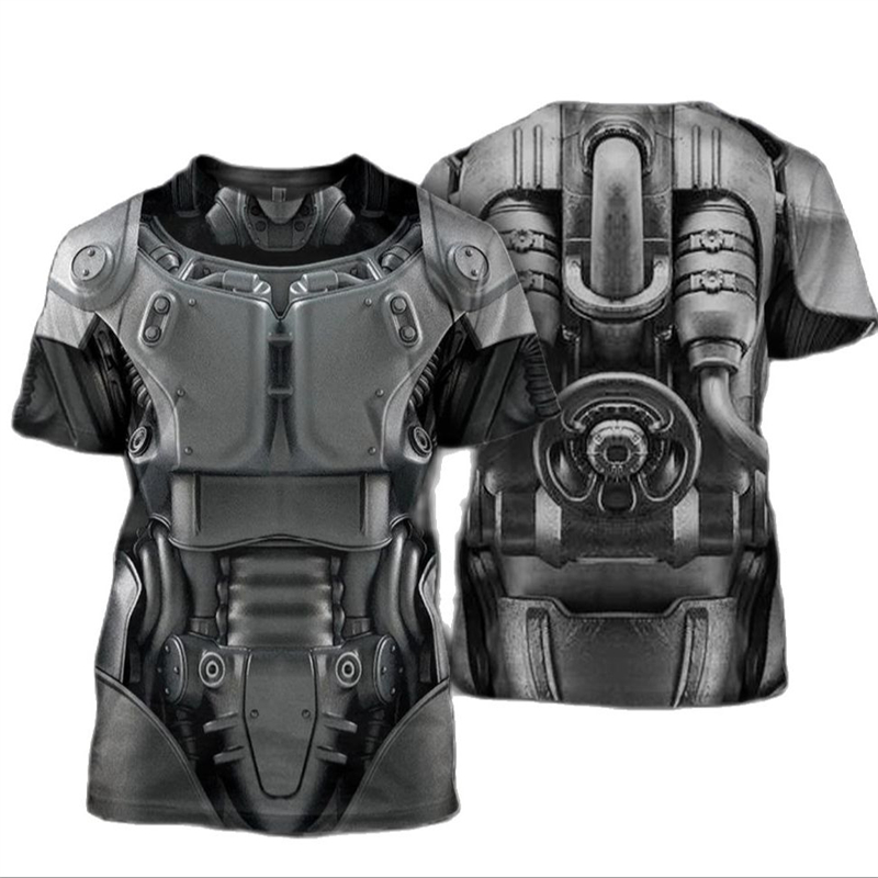 3D Printing Knight Armor - 3D พิมพ์อัศวินเกราะคอสเพลย์เสื้อยืดสําหรับชายใหม่ผู้ชายลําลอง O-คอสั้นแขนเสื้อ T เสื้อ Streetwear